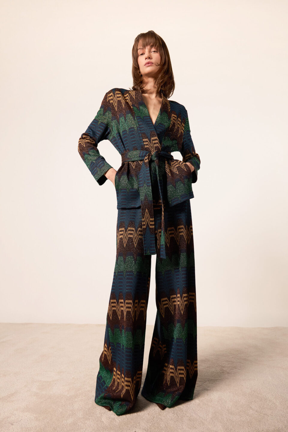 Luce Kimono Marylin Trapezio Blu Multi Fw24-345