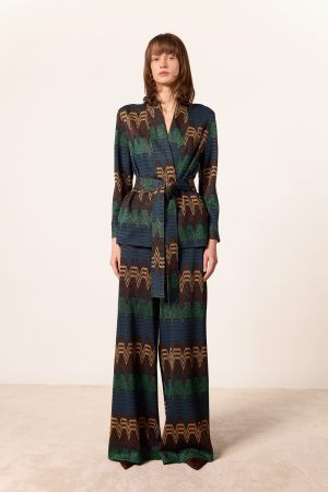 Luce Pantalone Paloma Trapezio Blu Multi Sp18-03